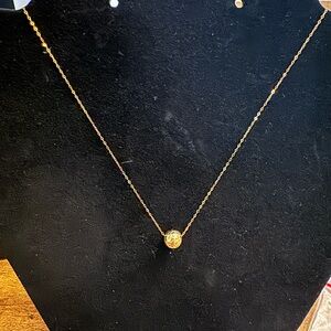 18k real saudi yellow gold  Light Weight Running Ball Pendant Necklace